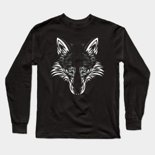 Tribal wolf face Long Sleeve T-Shirt